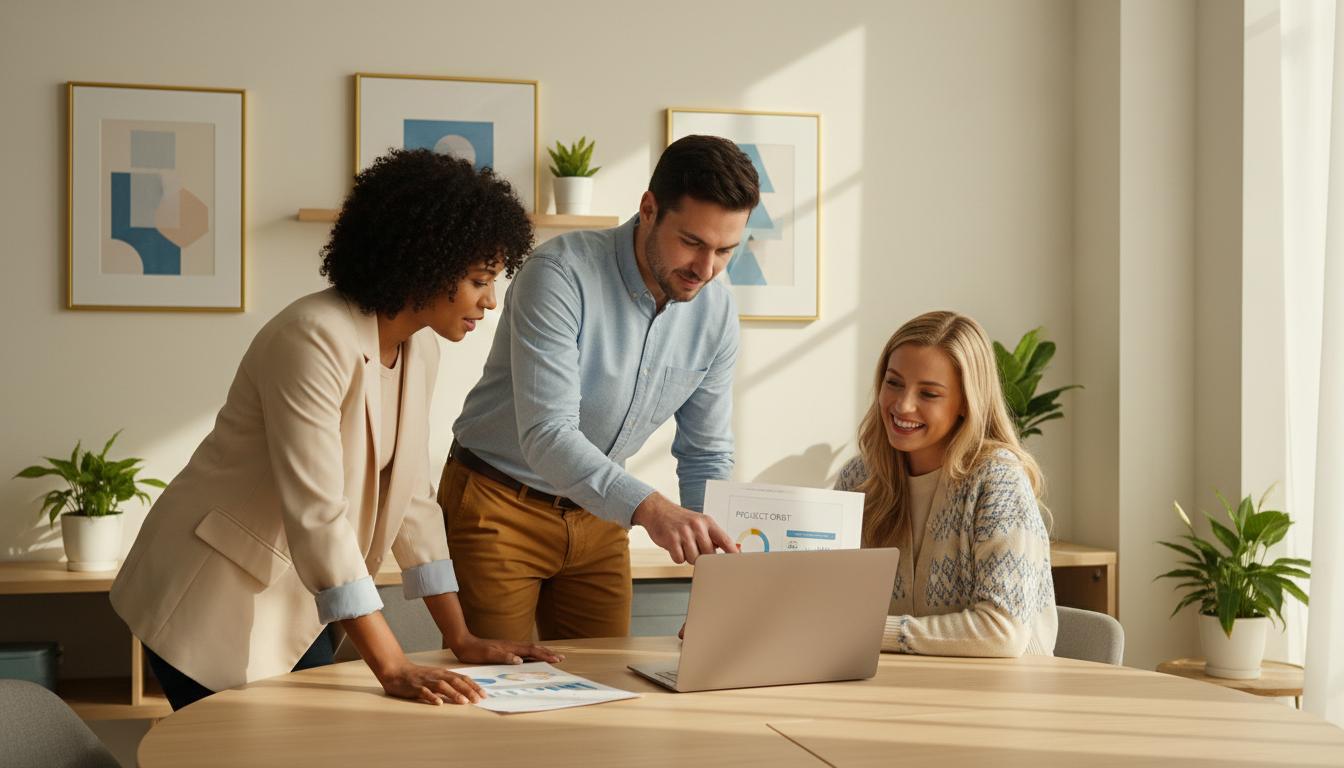 Fashion retail team reviewing size analytics